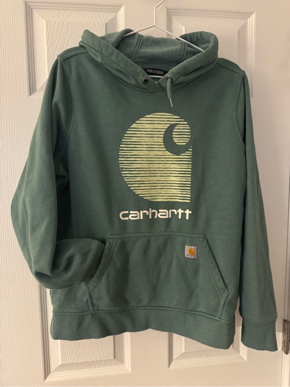 Carhartt Women's Green Crewneck Sweatshirt with Logo rain defender